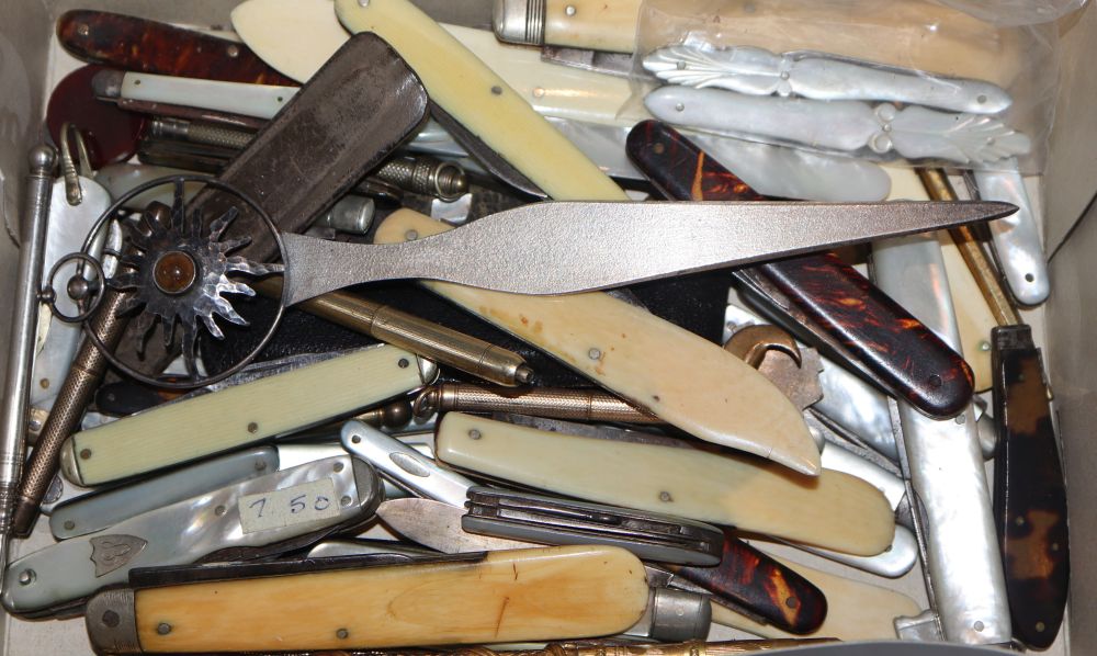 A collection of penknives and other items, 19th/20th century